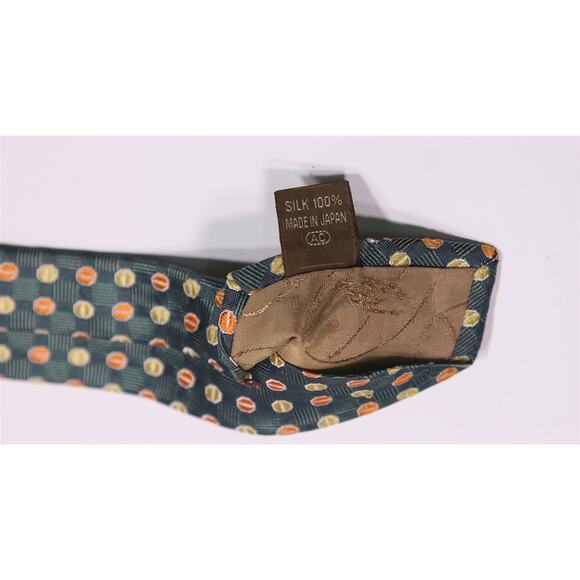 Paul Stuart Green Circles Dots Beans Silk Handmade Necktie Tie Made in Japan - Picture 6 of 6